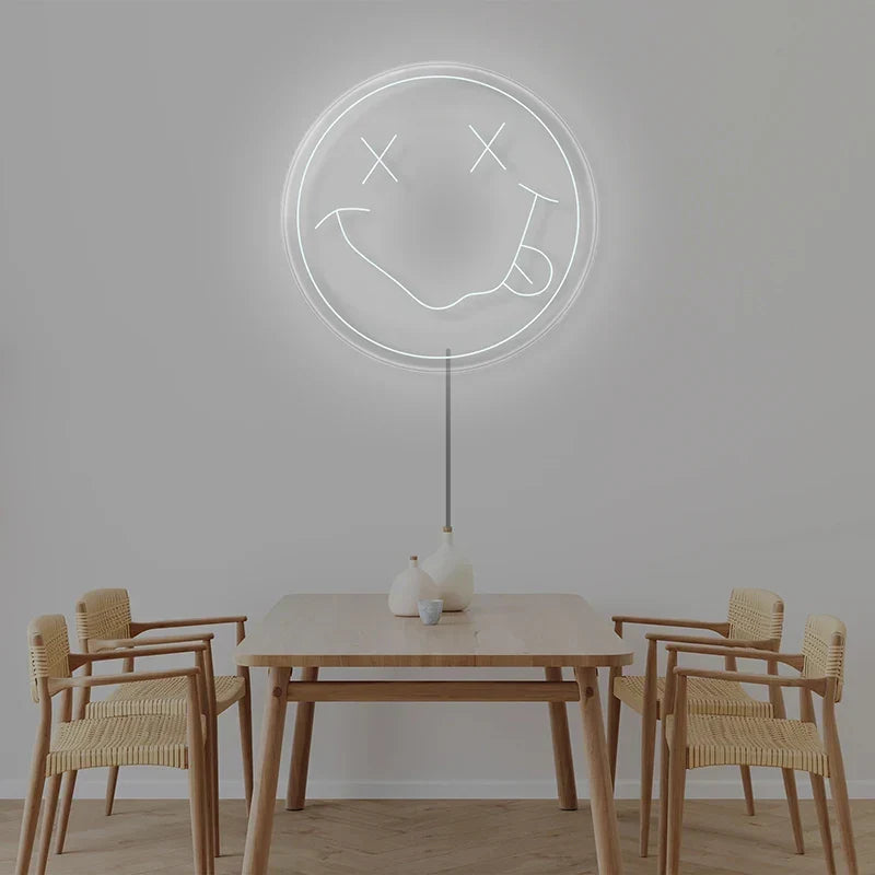 LED Neon Sign 35cm USB Powered Smile Face Wall Hanging Night Light Bedroom Decor Fall 2025 Gift