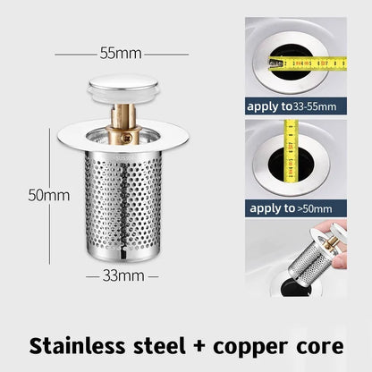 Pop-Up Drain Stopper Basin Hair Catcher Stainless Steel Filter Anti-Odor Fall 2026 Home Upgrade