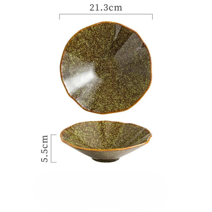 Japanese Ceramic Noodle Bowl Lotus Pattern Salad Bowl