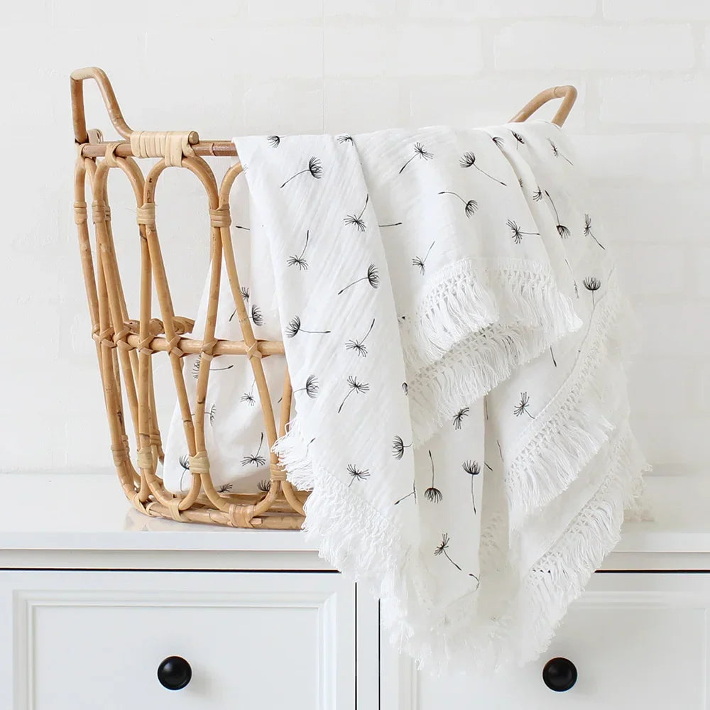 Baby Swaddle Blanket 100 Percent Cotton Muslin Newborn Floral Print Quilt Swaddle Fall 2025 Breathable Soft Gift