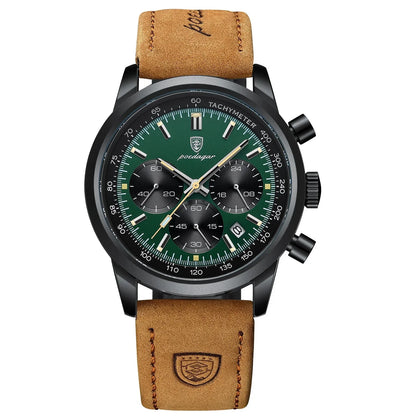 Quartz Watch Leather Chronograph Military Style 2025