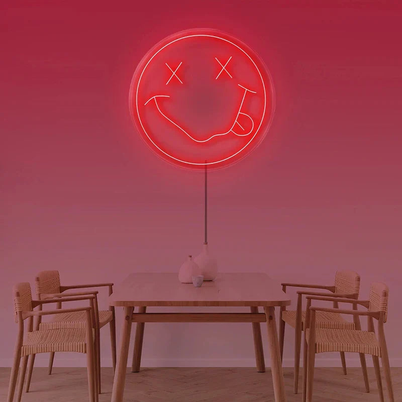 LED Neon Sign 35cm USB Powered Smile Face Wall Hanging Night Light Bedroom Decor Fall 2025 Gift