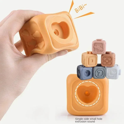 Silicone Montessori Building Blocks for Babies - Stacking and Teething Toys for Early Learning, Safe and Lightweight, Bright Colors