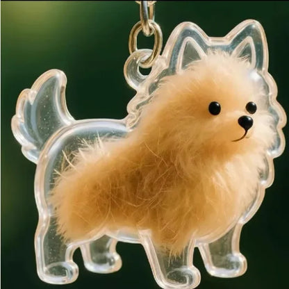Dog Hair Keepsake Keychain Pendant Clear Resin Charm