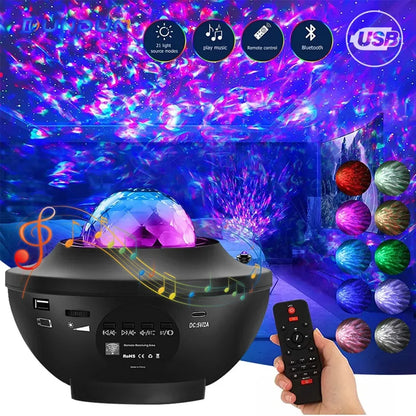 Colorful Starry Galaxy Projector Night Light Child Bluetooth Music Lamp Gift