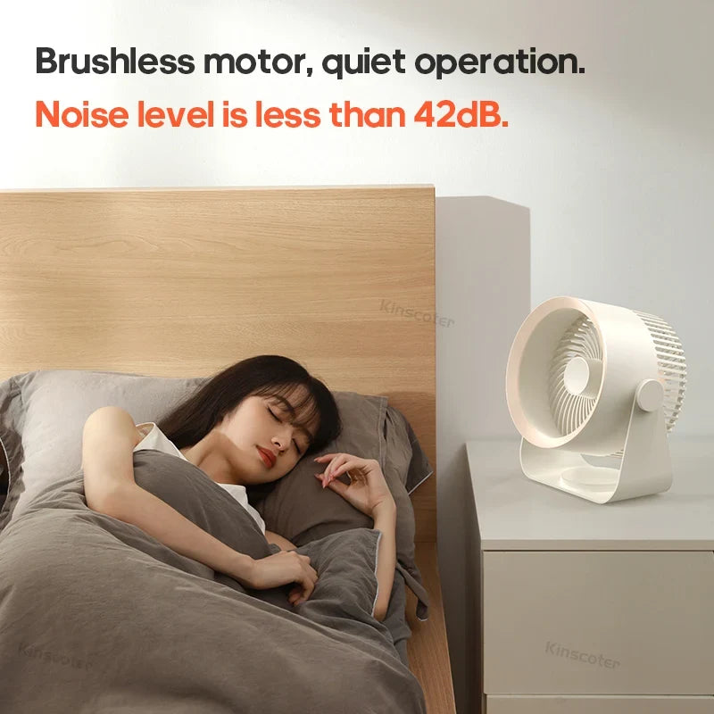 Portable Fan Battery Desk Air Circulator Quiet Summer