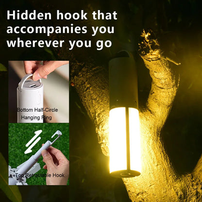 Folding Outdoor Camping Light Portable Lantern Rechargeable 3 Modes Dimmable for Tent Emergency Use