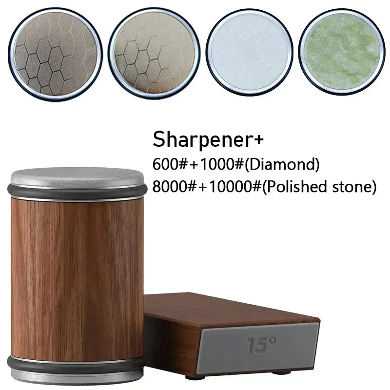 Rolling Diamond Knife Sharpener Kit with Magnetic Holder – 15° & 20° Angle Roller Kitchen Tool 2026