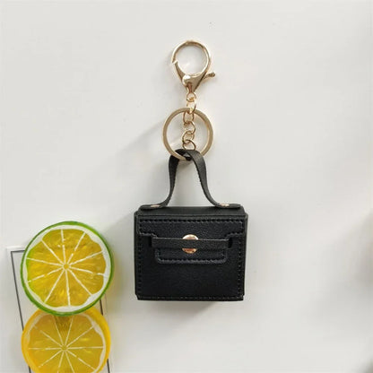 1+1 Free Birkin Inspired Mini Hand Bag - Solid Color PU Leather Coin Bag Keychain Charm