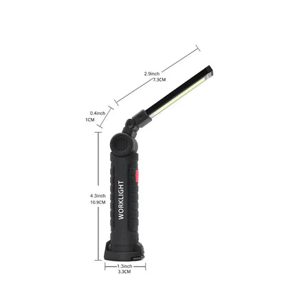 Rechargeable Camping LED Flashlight Work Light - IP64 Waterproof, 5 Modes, Magnet & Hook for Night Work