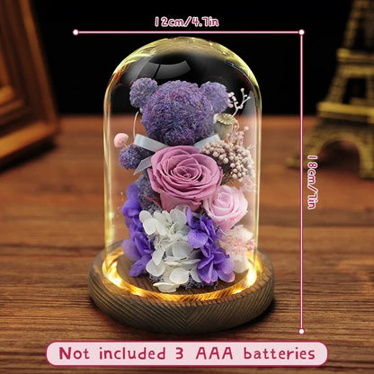 Eternal Preserved Rose Gift Box with Teddy Bear – A Thoughtful Valentine's Day Surprise for Her