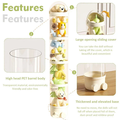 Toy Storage Tube Transparent Doll Organizer Kids Room Vertical Space Saving Visibility Gift Back To School 2025