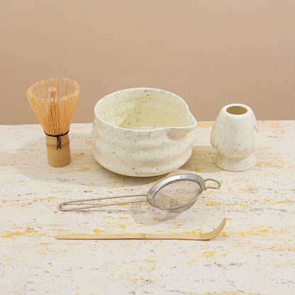 Matcha Set Spotted Green Ceramic 5Pc Japanese Tea Gift