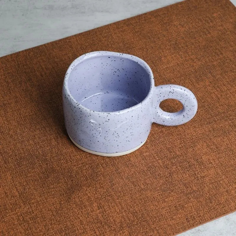 Ceramic Mug 300ml Porcelain Ring Handle Speckled Handmade Modern Coffee Cup Fall 2025 Cozy Gift