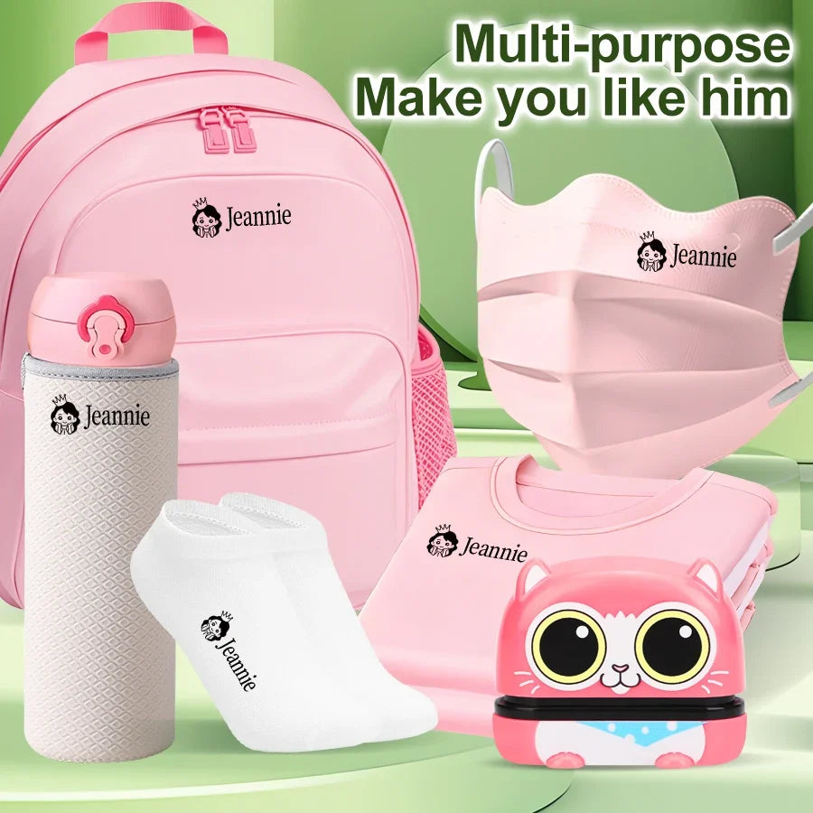 Customized Name Stamp Set - Engraved Waterproof Baby Name Seal, Perfect Kindergarten Gift