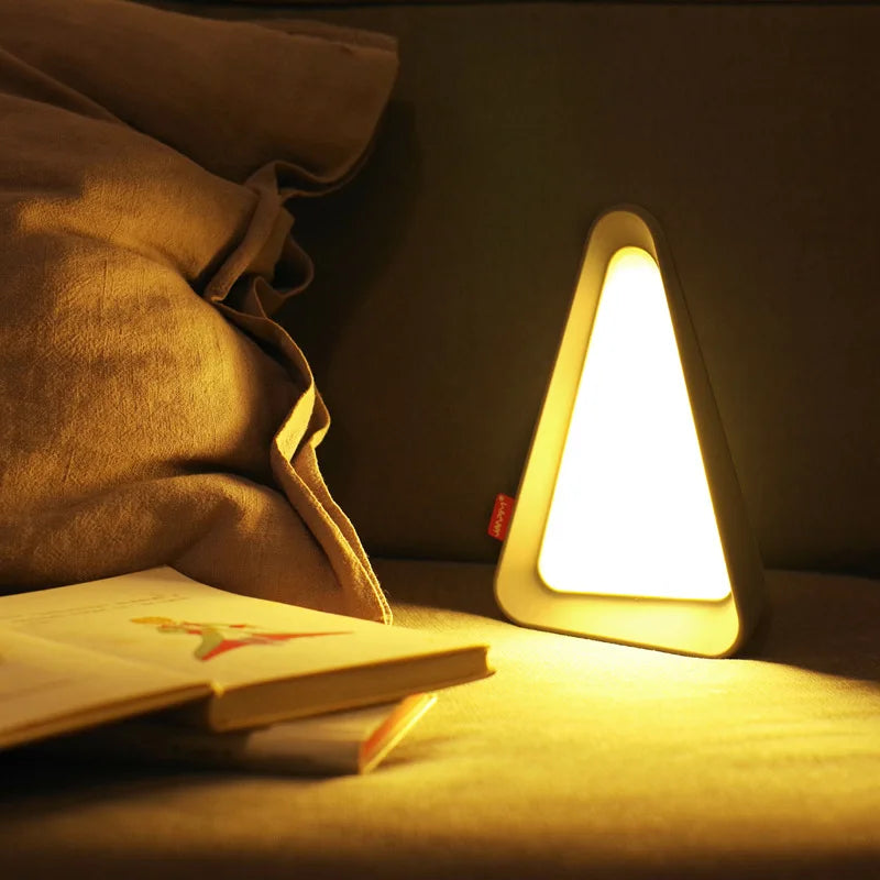 Night Light USB Rechargeable Gravity Sensor Triangle Table Lamp Fall 2025, Adjustable Brightness Cozy Night Feeding