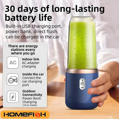 Portable Blender 6-Blade 400ml Personal Smoothie Maker Spring 2026 Trend Safety Lock And Auto Pulp Ejection