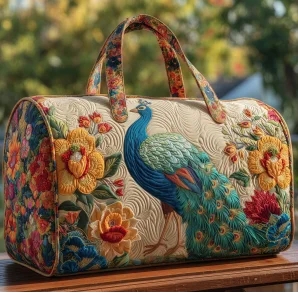 Lightweight women's travel tote bag - quilted, 3D-printed fabric, for travel, beach, camping