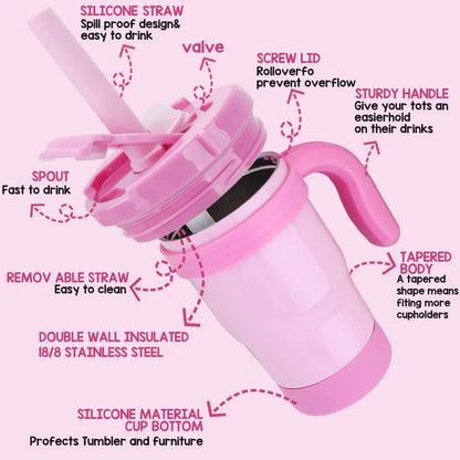 Kids Thermos Bottle 420ML Stainless Steel Insulated Tumbler With Handle And Straw, Christmas 2025 Gift
