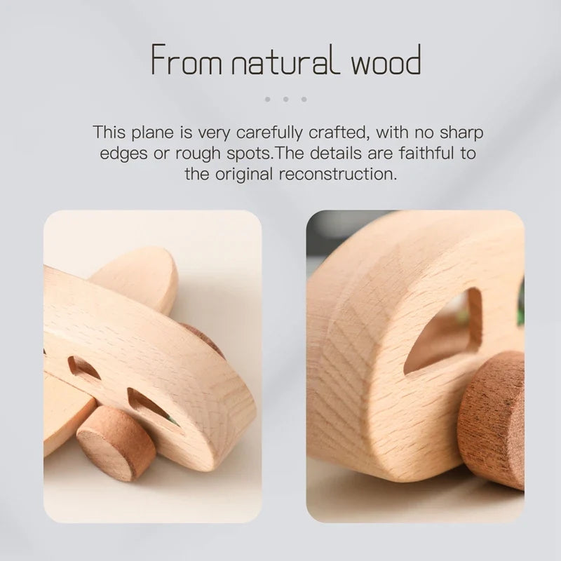 Wooden Montessori Plane Educational Toy for 3-4 Year Olds with Colorful Glass Beads for Learning and Creative Play