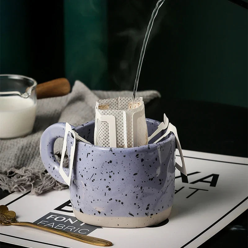 Ceramic Mug 300ml Porcelain Ring Handle Speckled Handmade Modern Coffee Cup Fall 2025 Cozy Gift