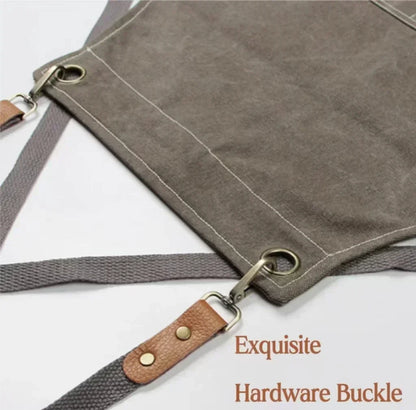 Canvas Apron Adjustable Crossback Work Apron For Kitchen Chef Restaurant Cafe Fall 2025 Durable Pockets