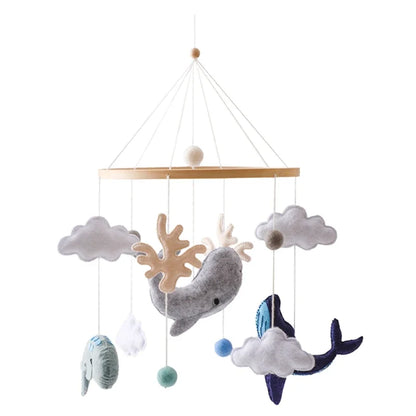 Wooden Crib Mobile Felt Bear Musical Newborn Sensory Toys