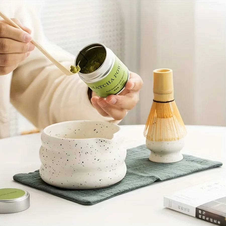 Matcha Bowl Ceramic Wavy Rim Tea Set With Song Dynasty Pointing Tool Fall 2025 Mindful Gift