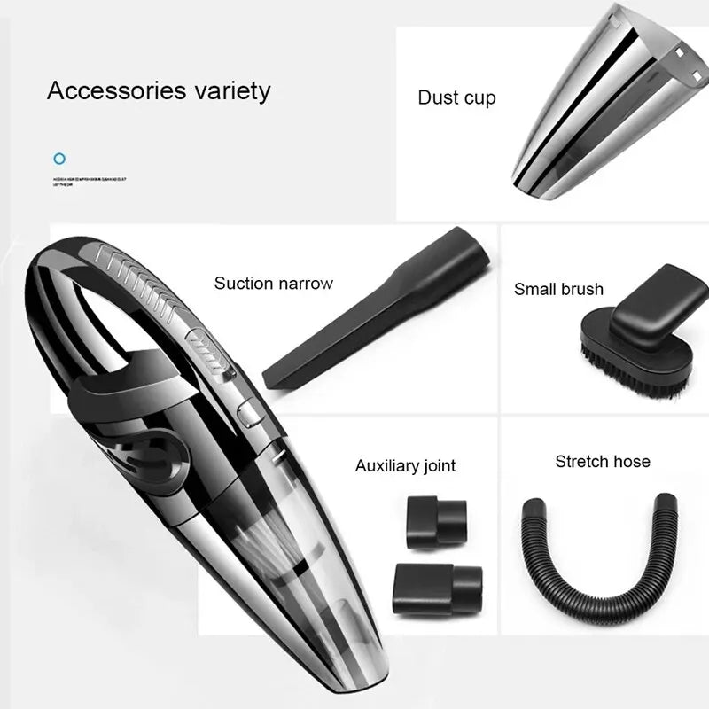 Portable Cordless Handheld Vacuum Cleaner - Powerful Cyclone Suction, Quick Charge for Home & Car Cleaning