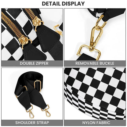 Casual women's checkered crossbody shoulder bag – high-capacity sling bag with adjustable strap