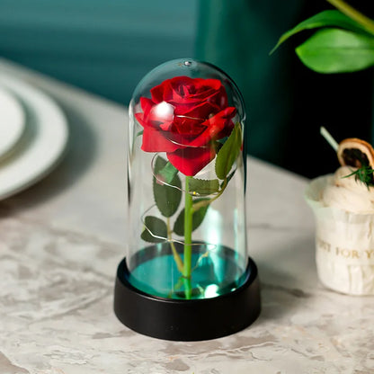 LED Rose Glass Cover Ornament - Romantic Valentine's Day Gift and Wedding Decor