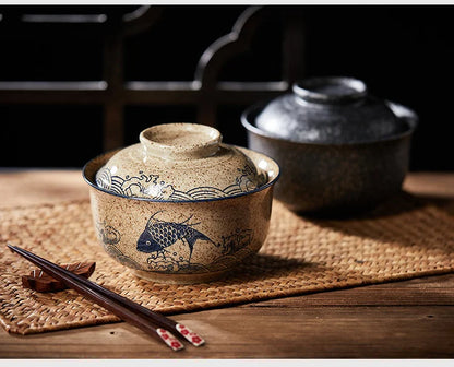 Ramen Bowl Large Ceramic With Lid Retro Fall 2025 Tableware