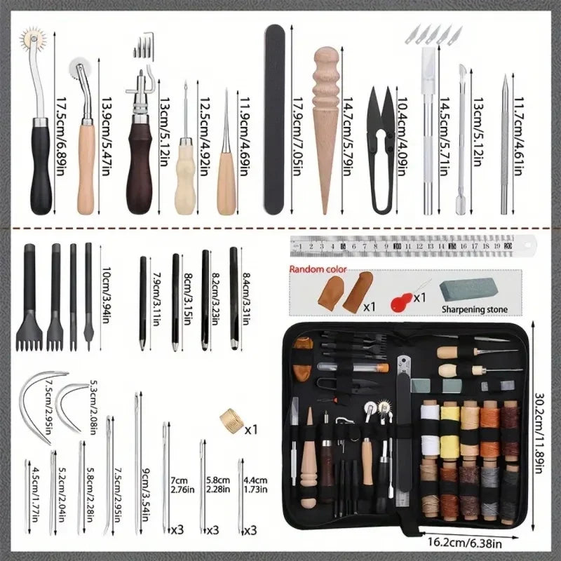 Leather Sewing Kit All In One Leather Craft Tool Set With Awl Needles And Thread DIY Gift Idea