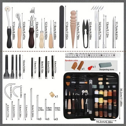 Leather Sewing Kit All In One Leather Craft Tool Set With Awl Needles And Thread DIY Gift Idea