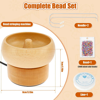 Bead Stringing Machine Electric Wooden Spinner Craft Tool Back To School 2025 Quick Bracelet Necklace Maker