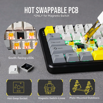Mechanical Keyboard 68Key Wireless Bluetooth RGB Hall Effect