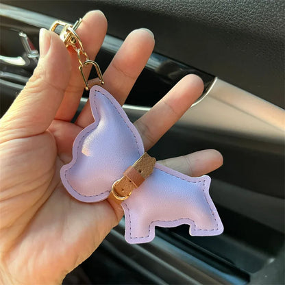 Leather Dog Keychain Car Charm Bag Hanging Accessory