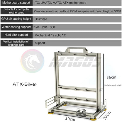 Open Frame PC Case Modular ATX MATX ITX Aluminum Rack