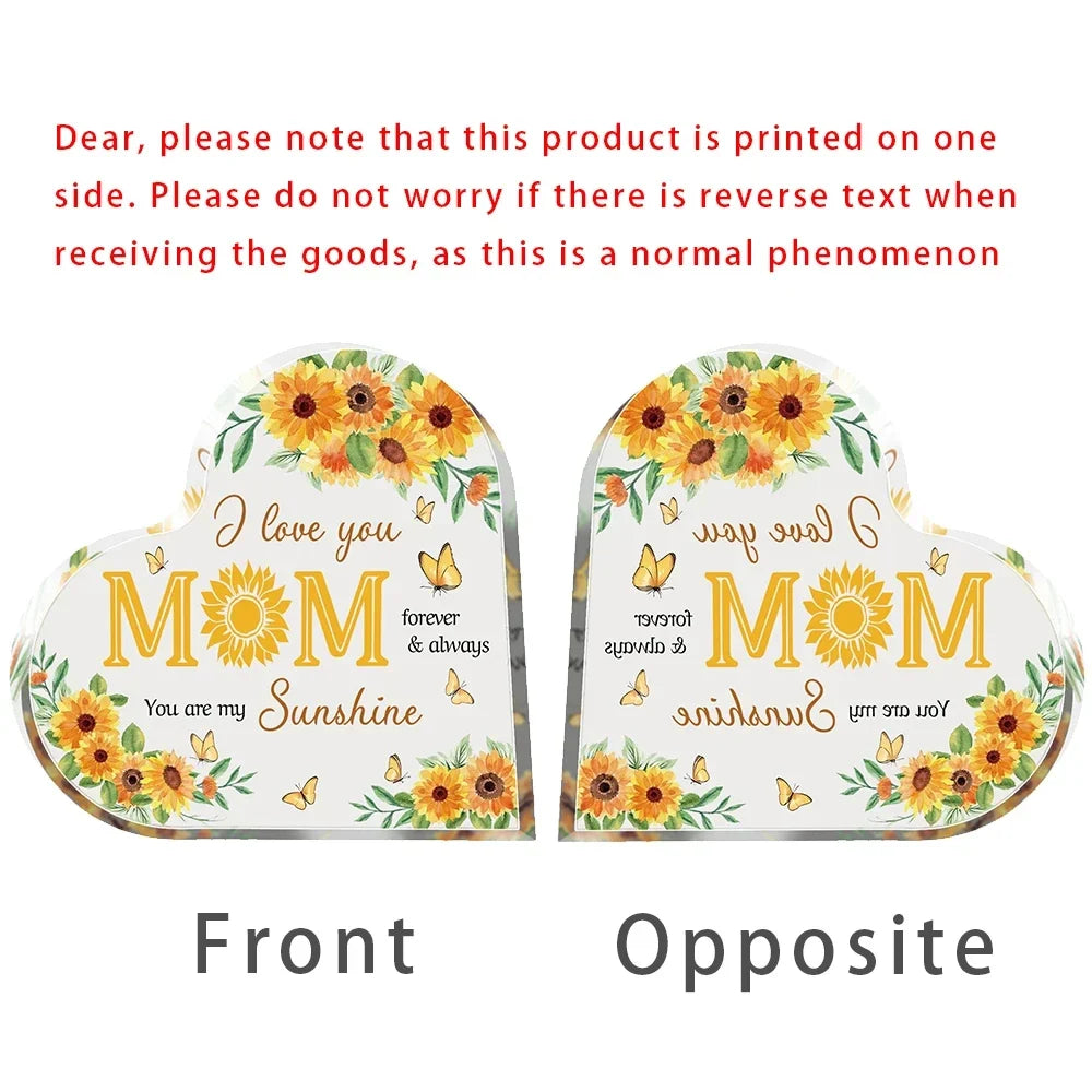Acrylic Heart Plaque – Mother's Day Gift Transparent Heart-shaped Decoration Plaque