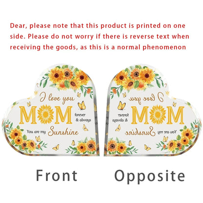Acrylic Heart Plaque – Mother's Day Gift Transparent Heart-shaped Decoration Plaque