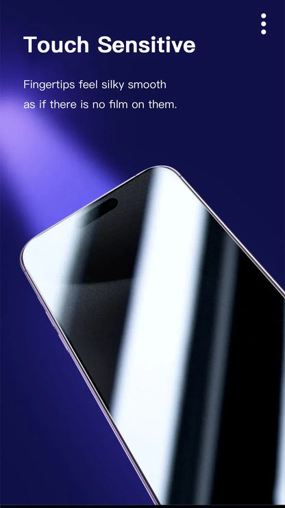 Privacy Tempered Glass Screen Protector for iPhone 16 15 14 13 12 - Anti-Spy Auto-Dust Removal Shield