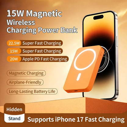 Power Bank Magnetic Wireless Charger - Slim Portable Battery, 2 Cables, Fast Charging Back to School 2026