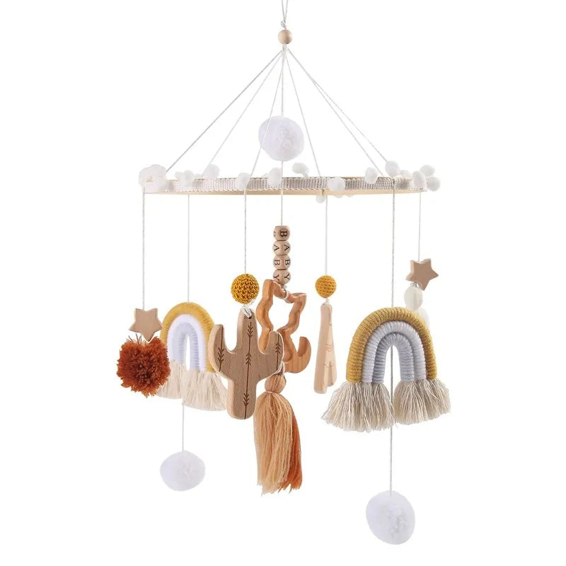 Baby Mobile Wooden Crib Hanging Toy Newborn Nursery Fall 2025 Soothing Music Developmental Gift
