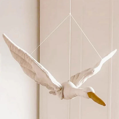 Plush Swan Wall Hanging Mobile Soothing Pillow Nursery Decor Fall 2025 Boho Kids Room Calming Accent