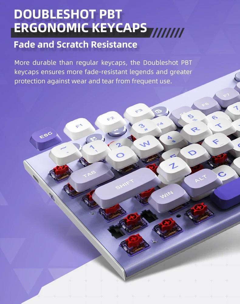 Wireless Low Profile Mechanical Keyboard 98 Keys PBT