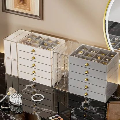 Jewelry Organizer 7-Layer Transparent Drawer Box High Capacity Storage Earrings Necklaces Rings Case Holiday Gifts 2026