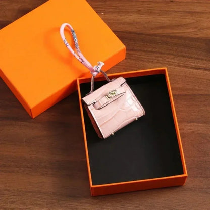 1+1 Free Birkin Inspired Mini Hand Bag - Crocodile Pattern Mini Bag Charm Keychain