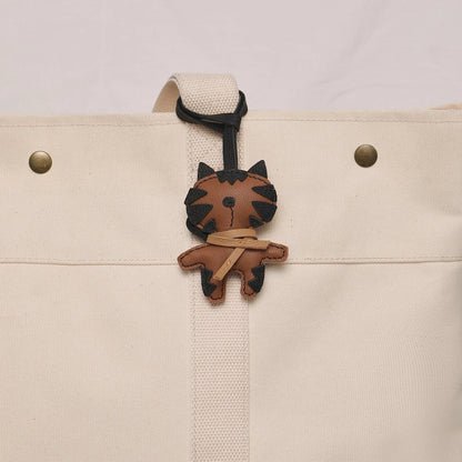 Leather Bag Charm No Face Keychain Black Cozy Cute Gift