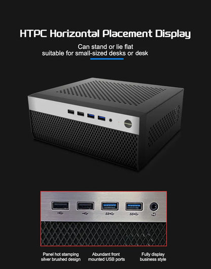 Mini ITX HTPC Case 1U PSU Support Mesh Compact Home Theater