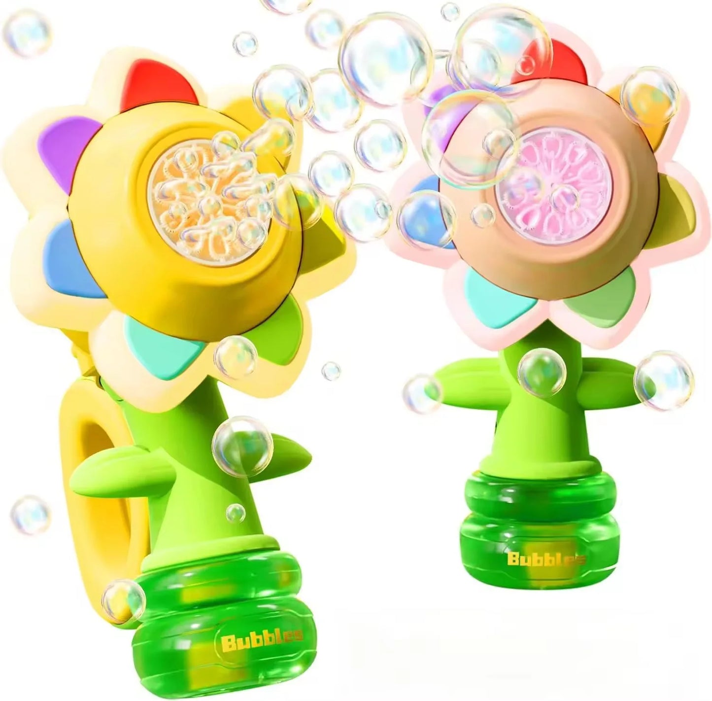 Bubble Machine for Kids Sunflower Design 3-Speed Portable Bubble Blower Toy for Parties